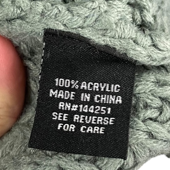 Scalloped Pointelle Batwing Sweater L Dolman Sage Green Open Knit Oversized Top - Picture 9 of 10